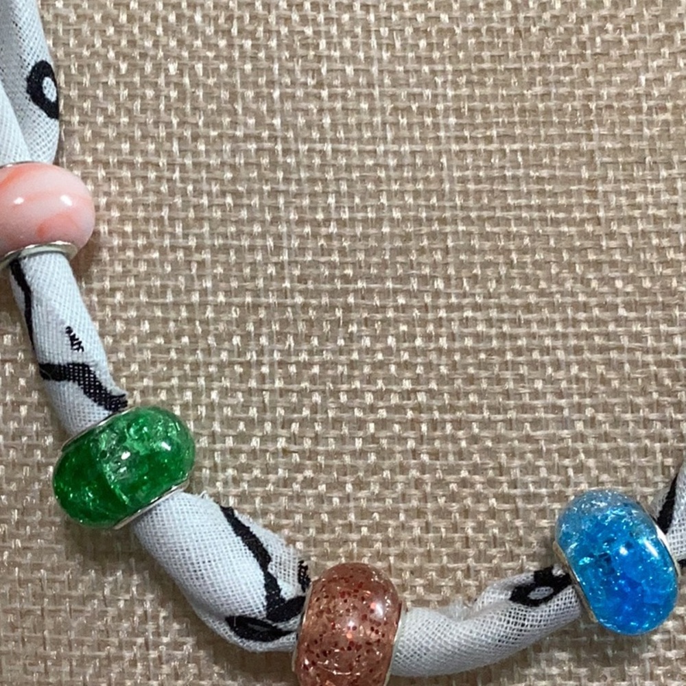 (#157) Boho Scarf Necklace with Colorful Glass Beads - Picture 3 of 4